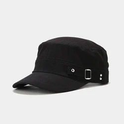 Homens do vintage Militar Caps Algodão Respirável Baseball Cap Homens Mulheres Ajustável Cadet Exército Cap Classic Flat Top Hat Sun Hat