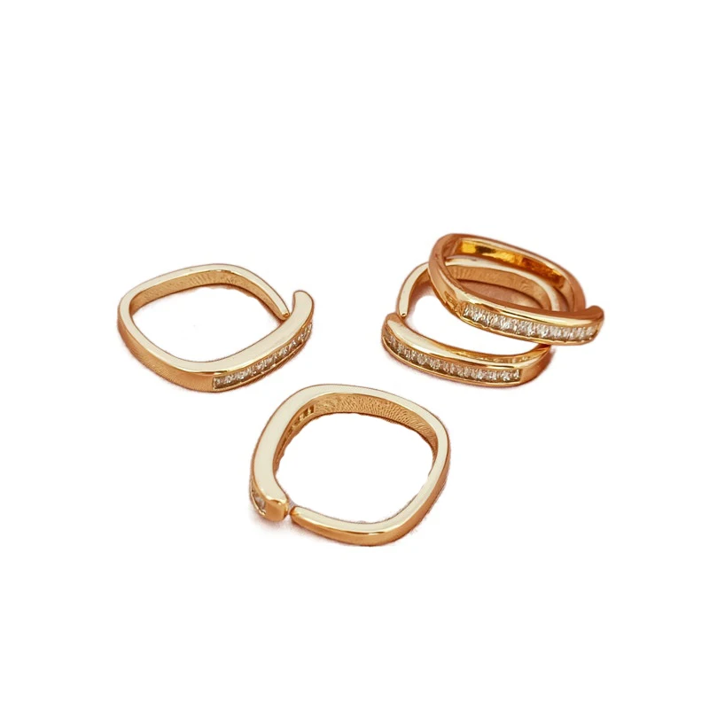 1Pcs ทองแดงห่อ14K Gold ชุด Zircon แหวนประณีตแหวนเครื่องประดับ DIY Discovery อุปกรณ์เสริม Semi-สินค้าสำเร็จรูป