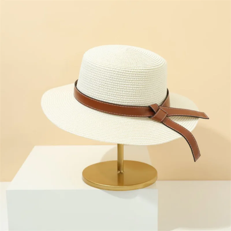 Fashion Panama Summer Beach Hat Female Casual Women Bohemian Flat Brim Bowknot Straw Cap Ladies Girls Vacation Travel Sun Hat