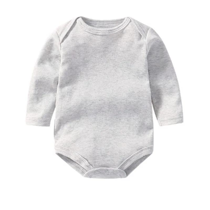 Promotional Good Quality Baby Girls Boys Long Sleeved Cotton Solid Bodysuit Infant Jumpsuit Newborn to 24M