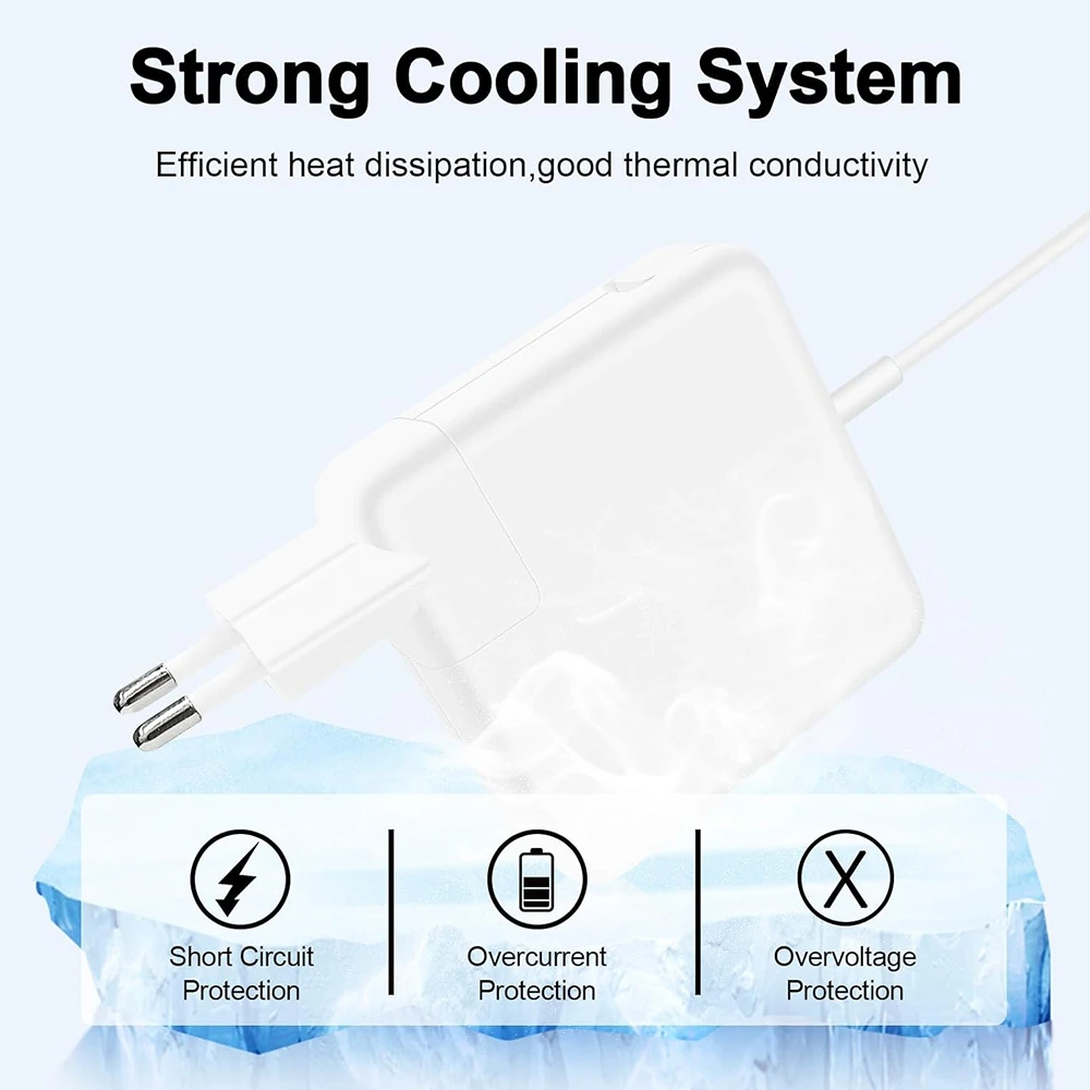 Caricabatterie per laptop con connettore T-tip CA 85 W / 60 W / 45 W compatibile con MacBook Air da 11 pollici e 13 pollici