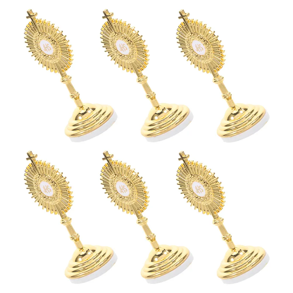 

6Pcs Catholic Cross Statue Metal Standing Crucifix Jesus for Living Room Religious Tabletop Decor Spiritual Christian Cross