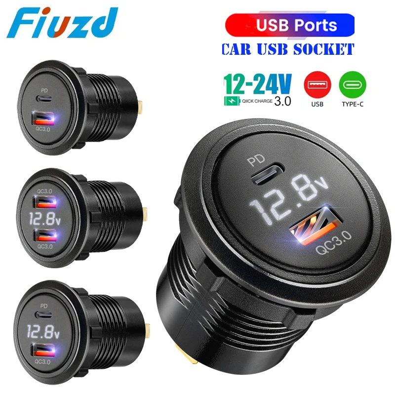 12v dual usb port car charger socket toyota car outlet for golf 5 6 7mk5 mk7 7 gti Type C/QC 3.0 USB socket for f10 f20 f30