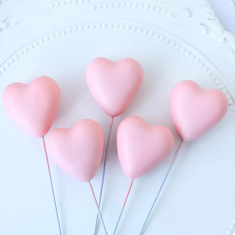 5/10 Stück Herzform Kuchen Topper rosa Liebe zum Valentinstag alles Gute zum Geburtstag Party Abkochung Muttertag Hochzeit Cupcake Flagge