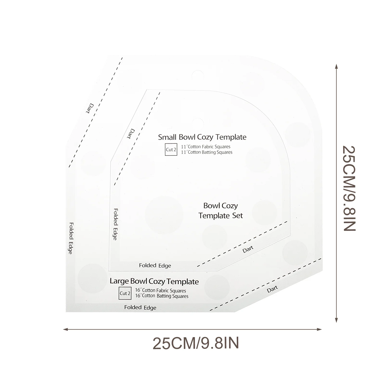 

3Pcs Bowl Cozy Template Acrylic Ruler Patchwork DIY Supplies Safe Touch Round Edges Bowl Cozy Template Patchwork Tool