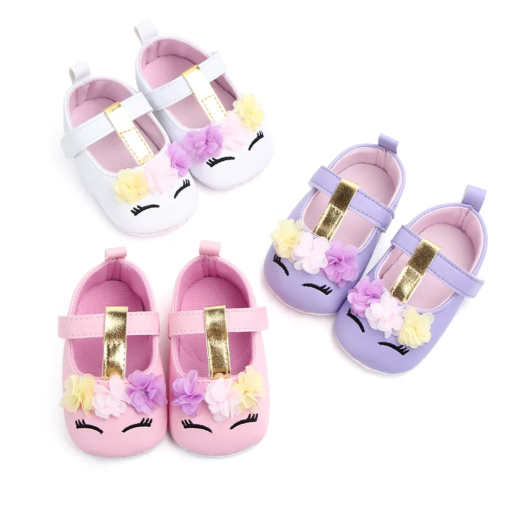 Baby Girl Spring and Summer Casual Shoes Cute Unicorn Soft PU Anti-slip Soft-sole for 0-18Months Newborn Toddler Girl NewFashion