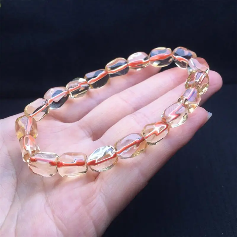 Natural Freefrom Citrine Bracelet Crystal For Women Fortune Energy Mineral String Amulet Jewelry Healing Gift 1pcs 8.5-10.5MM