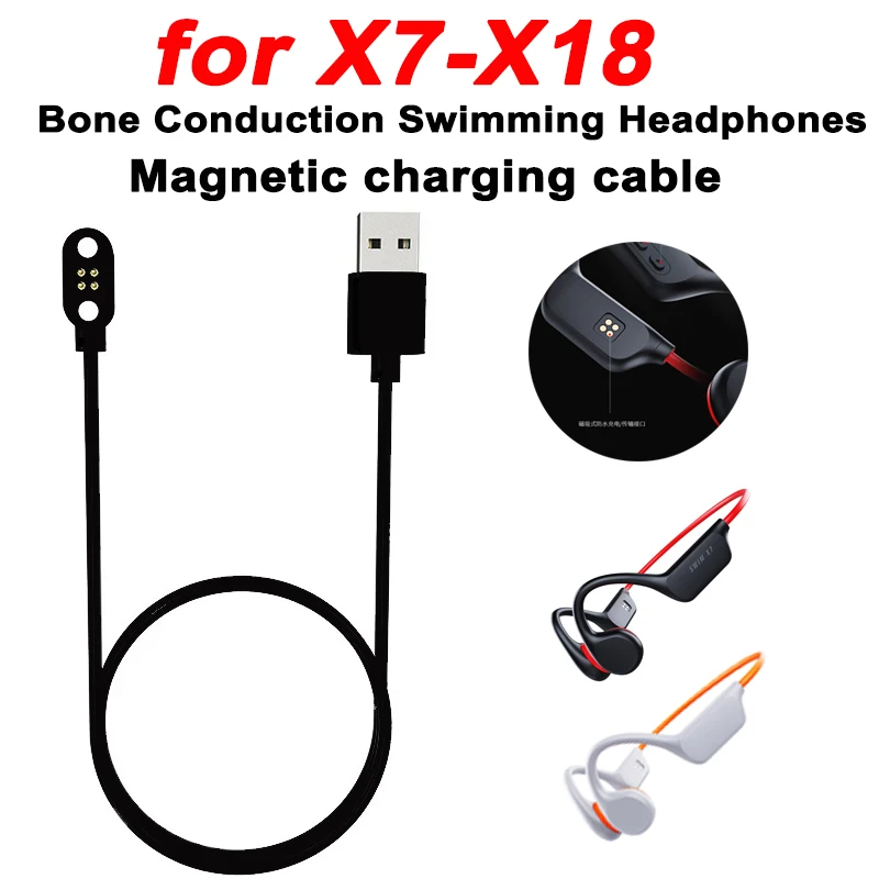 Magnetic charging cable suitable for X7 headset x18 bone conduction Bluetooth sports swimming headphones