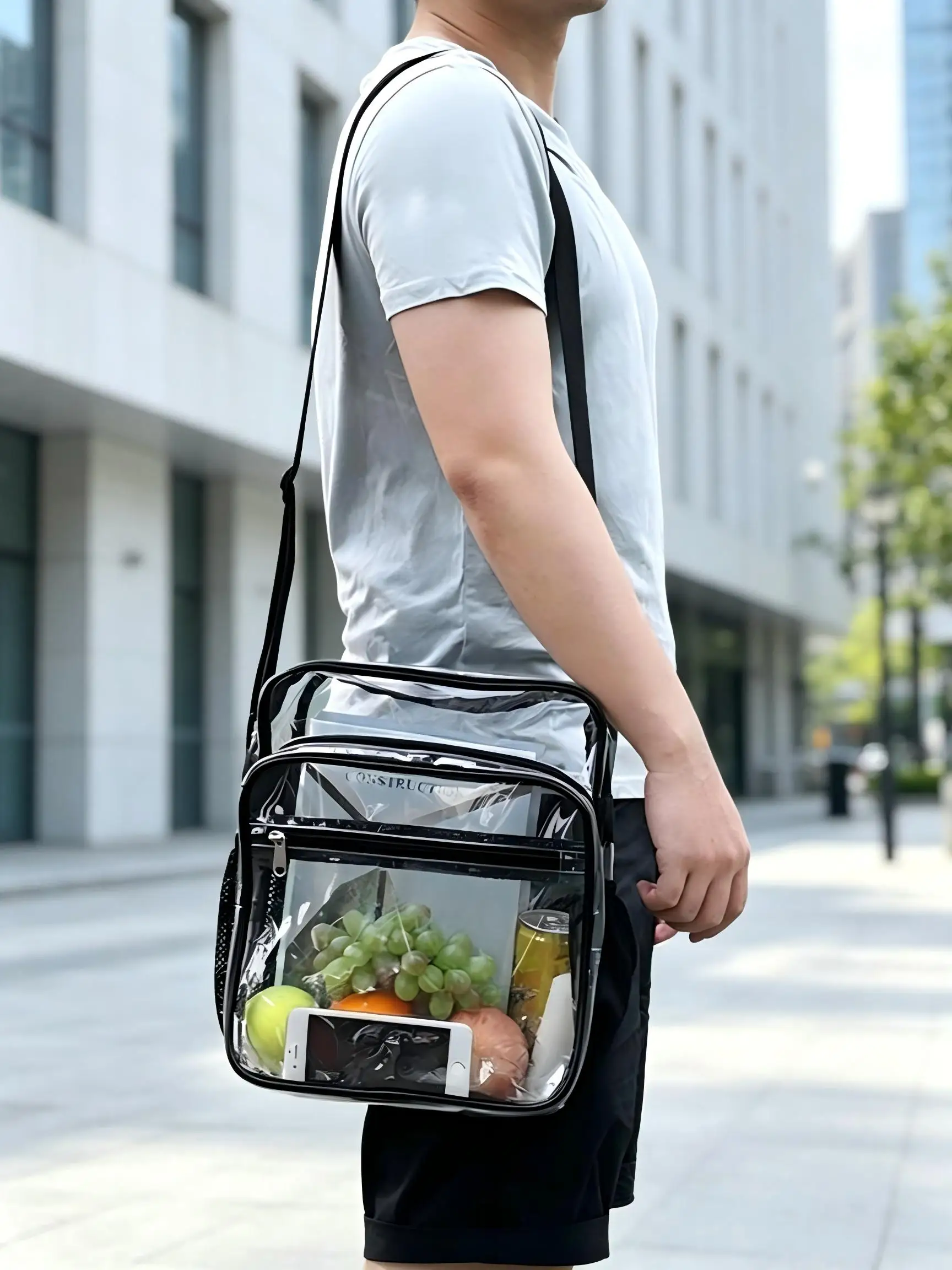 2026 Damen Transparente PVC-Umhängetasche Wasserdicht Leichter Netzriemen Passend für Handy 9,7 Zoll iPad Regenschirm – Detail 4