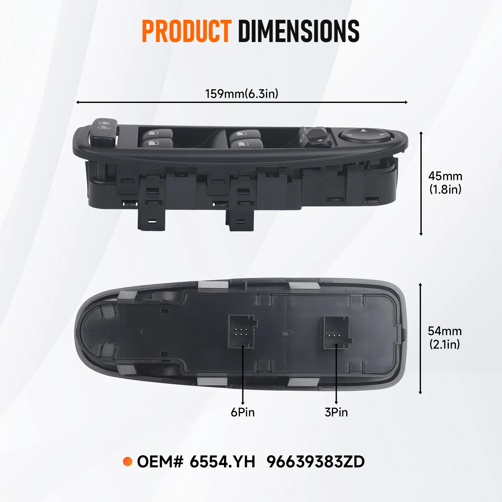 

For Citroen C4 Grand Picasso 2007-2014 ABS Plastic 96639383ZD 6554YH Electric Power Window Master Mirror Control Switch Button