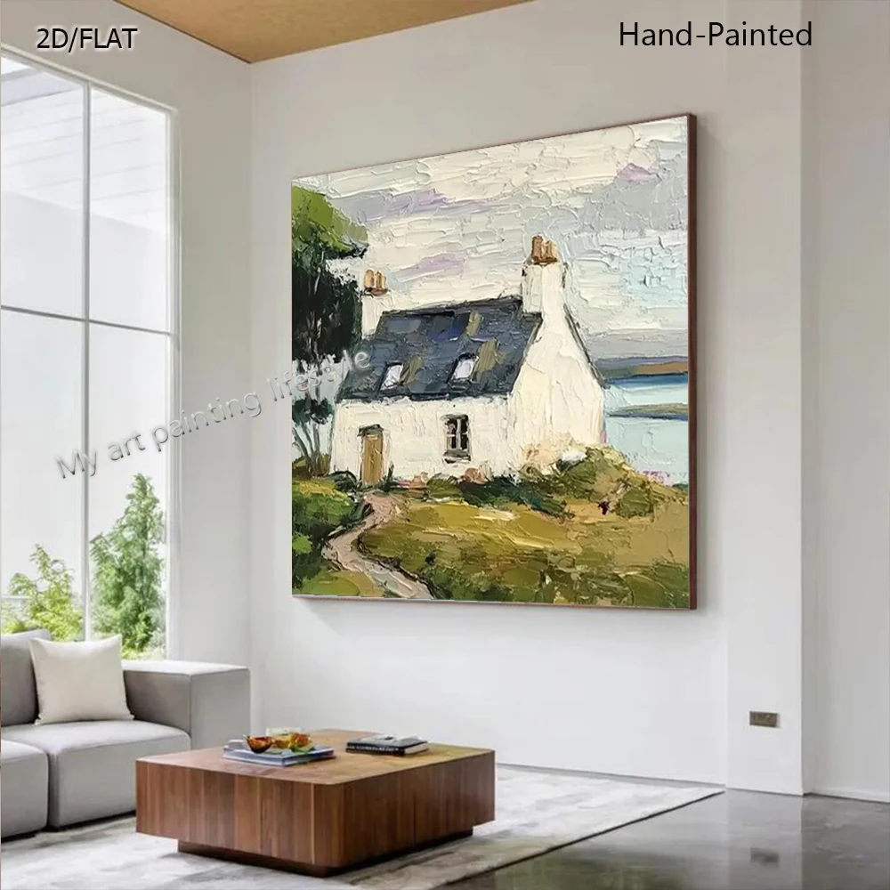 Top Hand-painted Oil Painting On Canvas Knife Thick Oil Farm House Modern Wall Art Picture Sofa Mural For Living Room Home Decor