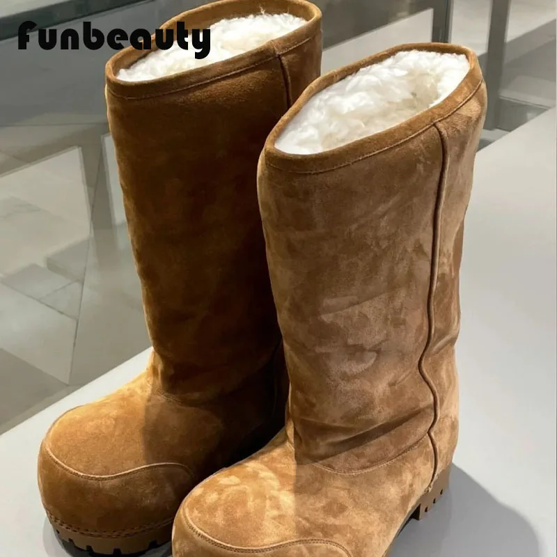 

2024 Autumn/Winter New Ugly Cute Big Head Snow Boots Bread Boots Thick Bottom Height Up to Knee, High Barrel Warm Cotton Boots