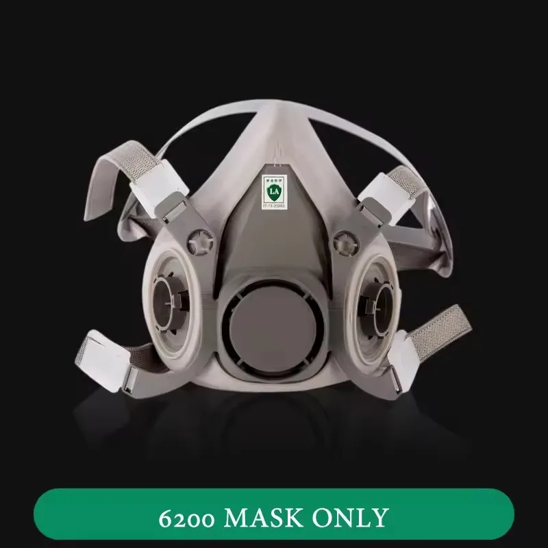 1pcs Half Face Only Mask 6200 Dust Gas Respirator Reusable Rubber For Painting Spraying General Connection Port Work Safety