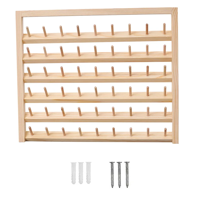 Hand-made DIY Home Spindle Rack Wall Hanging Wooden Spool Sewing Thread Rack Storage Shelf Wholesale