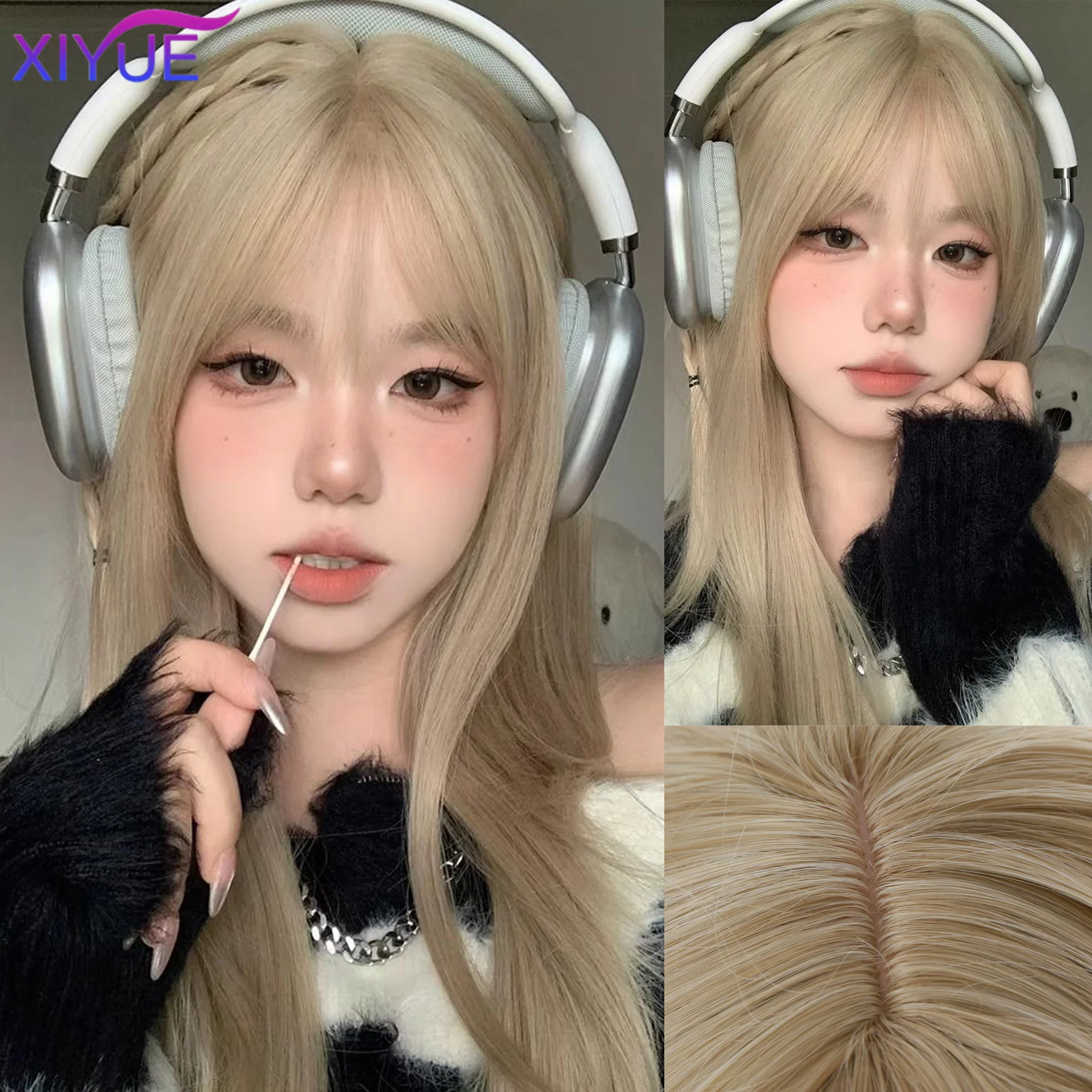 

Парик блондинки для женщин, длинный прямой блондин, коричневый парик, азиатский и американский синтетический парик для ежедневного использования, косплей, Ombre Peluca