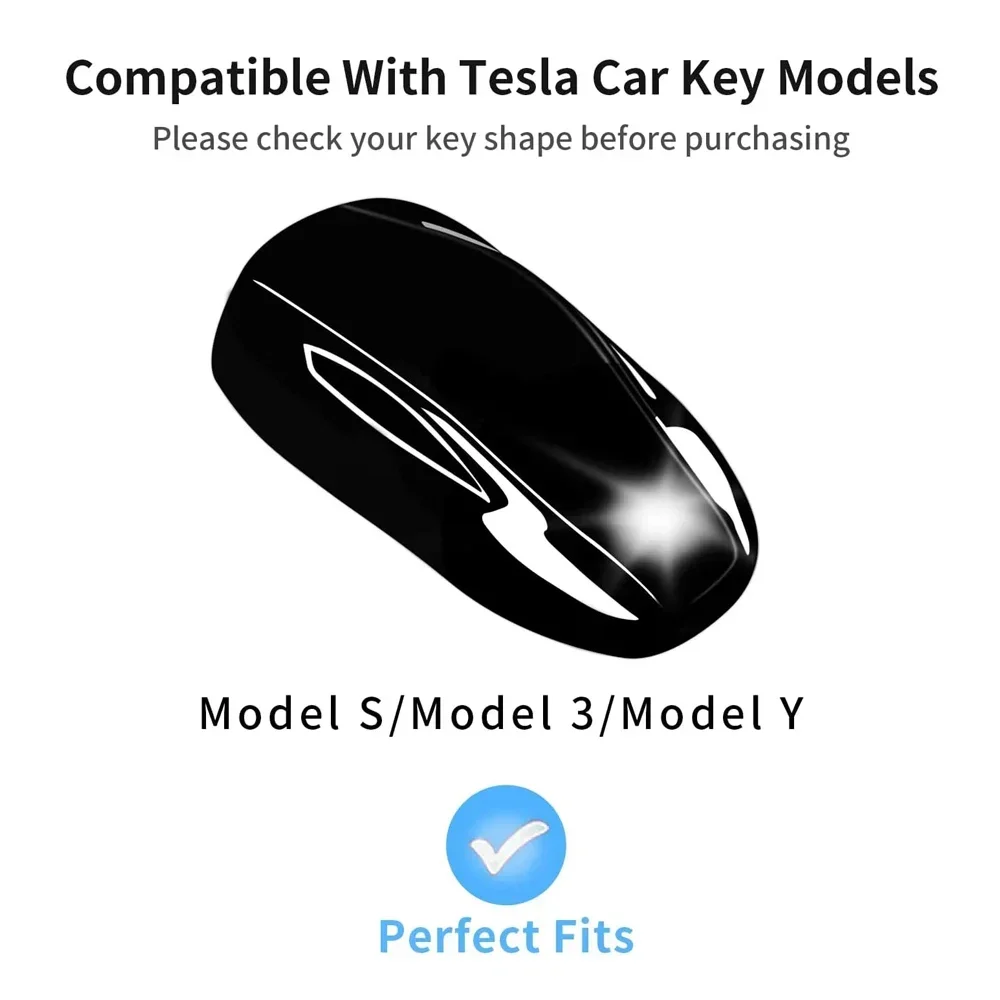 Key Cover For Tesla, Real Carbon Fiber Key Fob Shell Case Protector For Tesla Model 3 Model S Model Y Key Fob Pouch (BLACK)