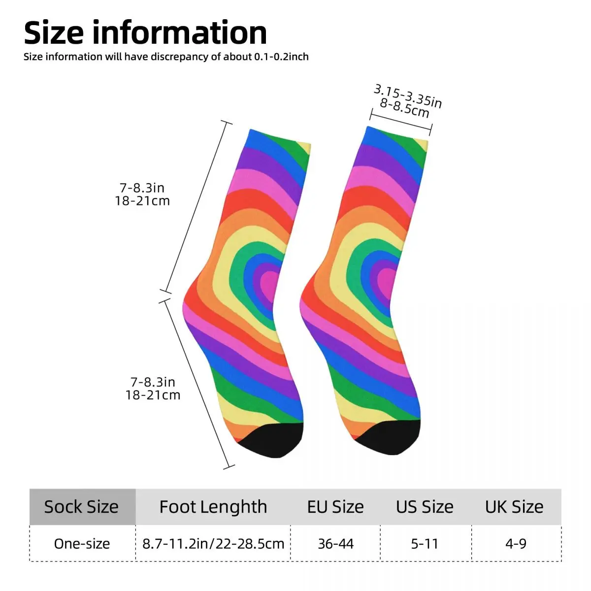 Design Rainbow Color Heart Socks Harajuku High Quality Stockings All Season Long Socks for Man Woman Valentine's Day Gifts