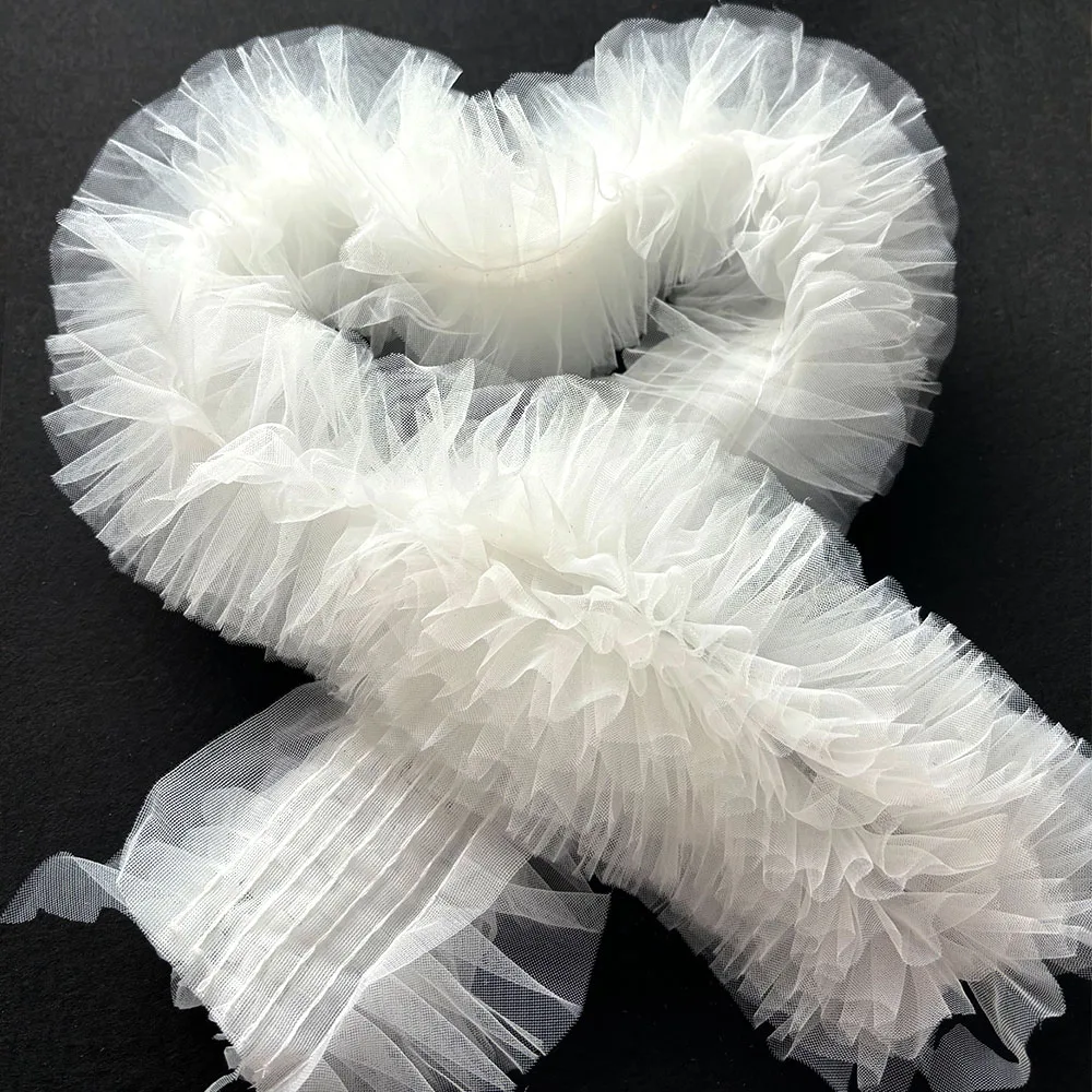 

1YardX15cm Encrypted Posing Stereo Lace Trim Curtain Party Background Wedding Dress Shawl Bubble Skirt Decorative Clothes Fabric