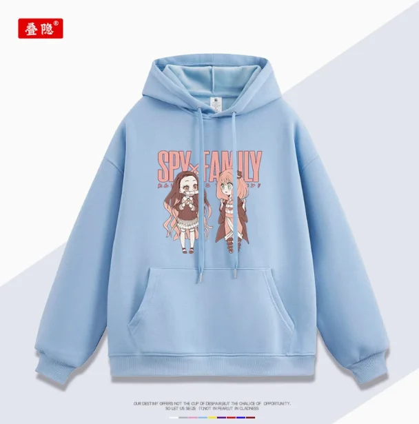 Anime Demon Slayer SPY×FAMILY Anya Forger Hooded Hoodie Cosplay Autumn Winter Men Women Coat Loose Jacket Tops