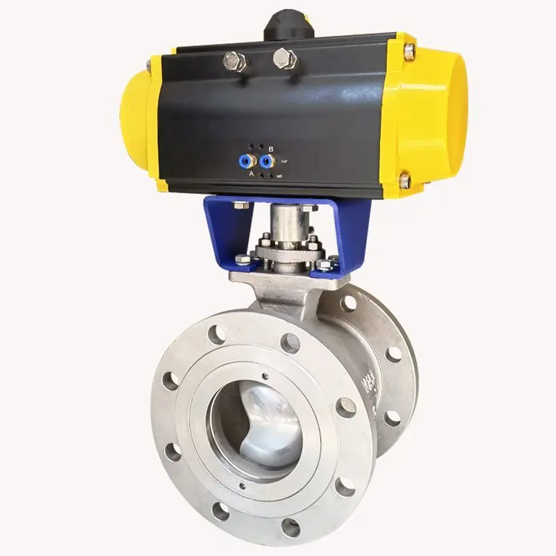 Pneumatic VQ647H V-Ball Valve Hard Metal Seal Flange Connection Steam Regulation Cutting Valve For Pulp Granules Coal Ash
