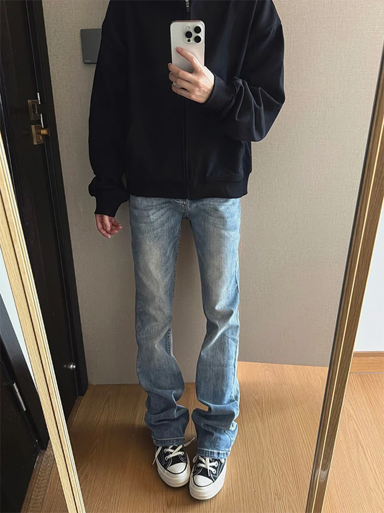 

Light Blue American Sle Slim Fit High Waist Straight Leg Jeans Women's Autumn Spring High Street Vibe Pants Tapered Bootcut