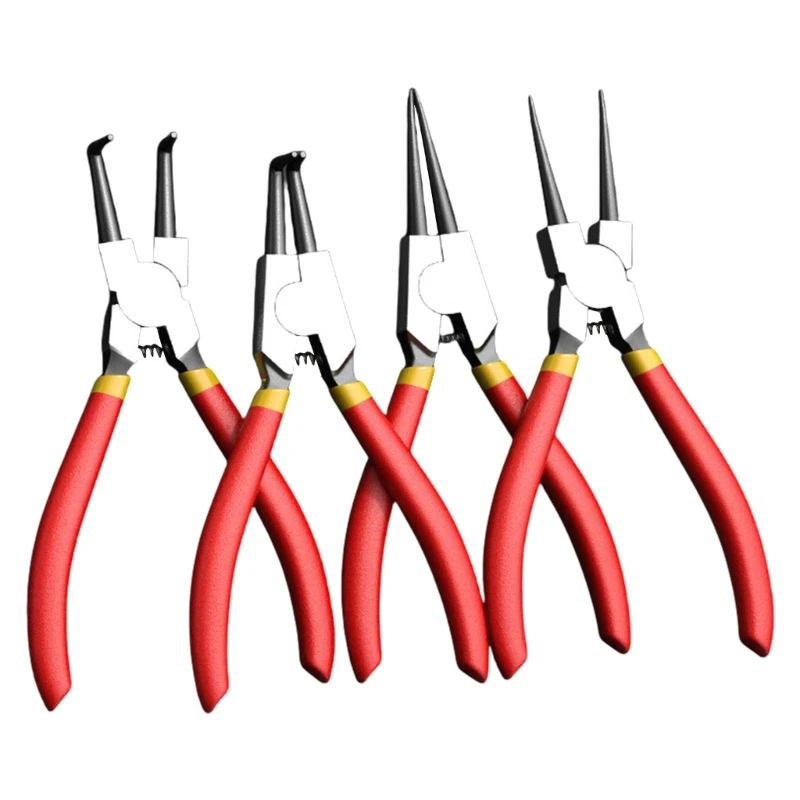 4Pcs Snap Rings Pliers Set Circlip Plier Internal/External Heavy Duty for Rings Remover Retaining Straight Bent Lock Plier