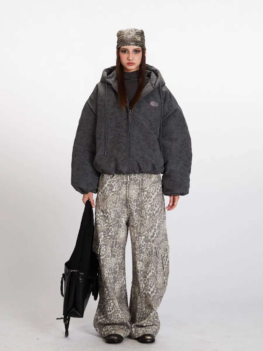 

Baggy Grunge Cotton Hooded Jacket Windproof Coats for Women Girls Turtleneck Acamedia Outerwear Spring Winter Clothes Streetwear