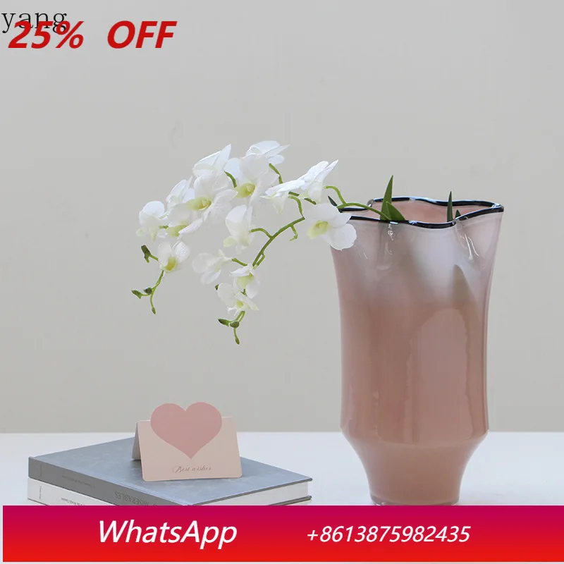 

CX Nordic style in the black edge creative folds handmade large mouth porcelain powder vase porch home vase