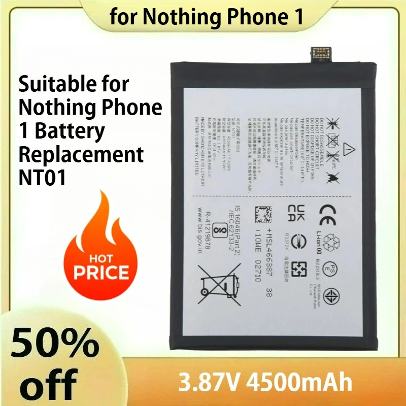 

3,87 В, 4500 мАч, подходит для замены аккумулятора Nothing Phone 1 NT01