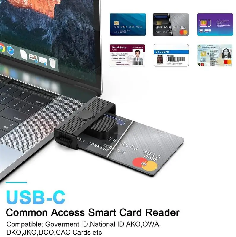 CAC Reader Two Factor Authentication Rocketekk Smart CAC Card Reader Type C Bank Tax Declaration SIM Chip IDCard Smart Card Read