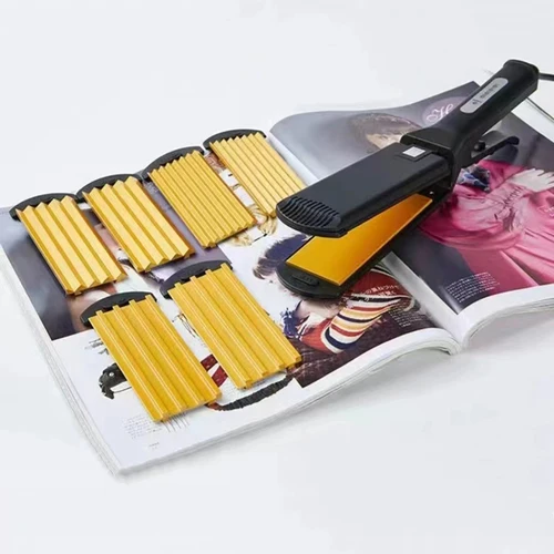 Plancha corrugada de cerámica profesional, rizador eléctrico, placas anchas prensadas, belleza para el cabello, ondulación de cabello, planchas planas