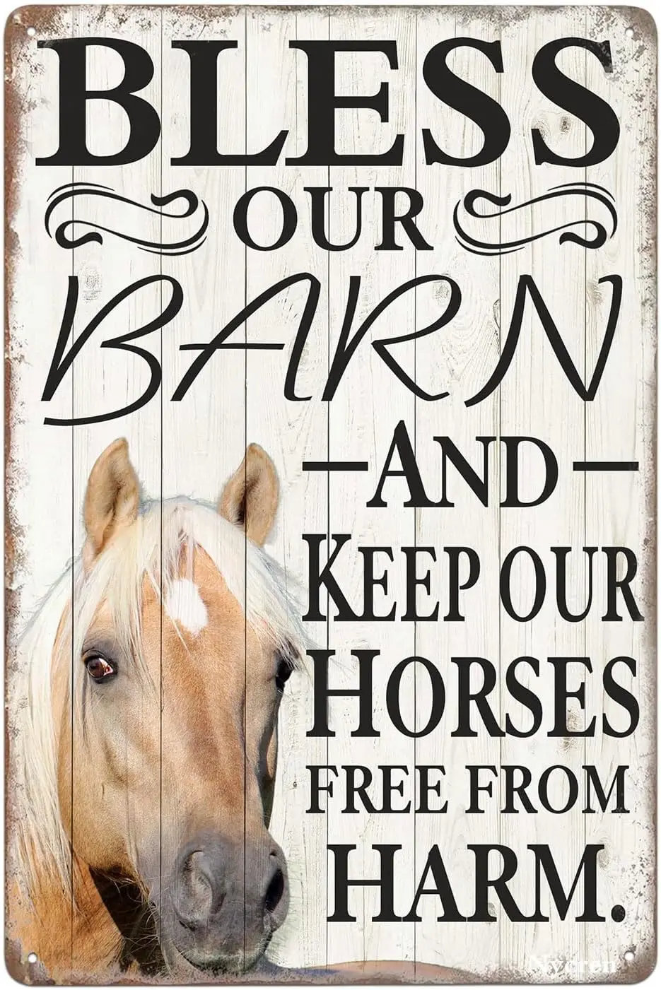 Metal Tin Sign Horse Bless Our Barn And Keep Our Horses Free From Harm Rustic Decor Vintage Sign Home Farmhouse Ranch Zoo Bar Cl