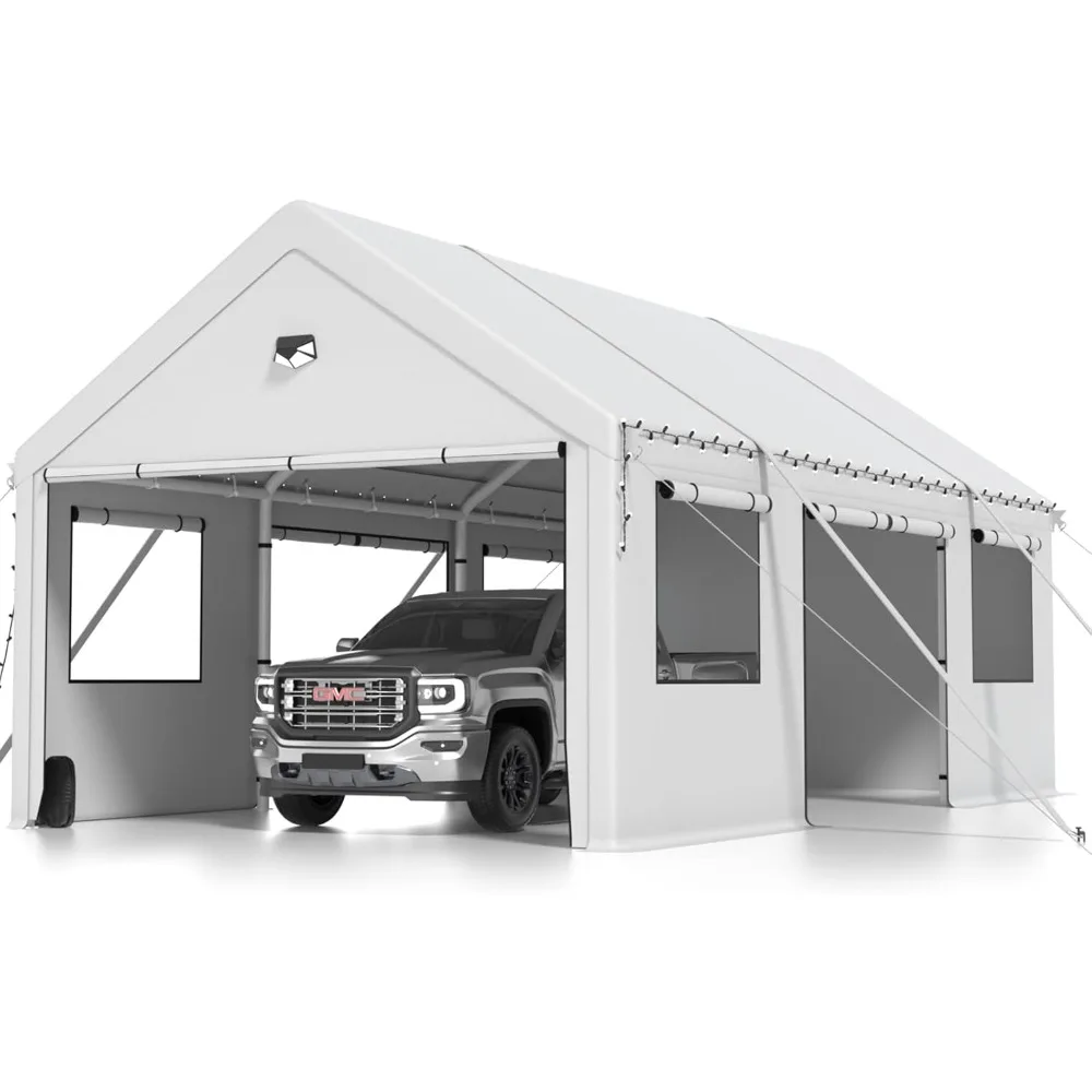 

Carports 10X20 Heavy Duty,Portable Car Port Garage,Carport Canopy with Side Doors,Outdoor Car Shelter All Weather,White