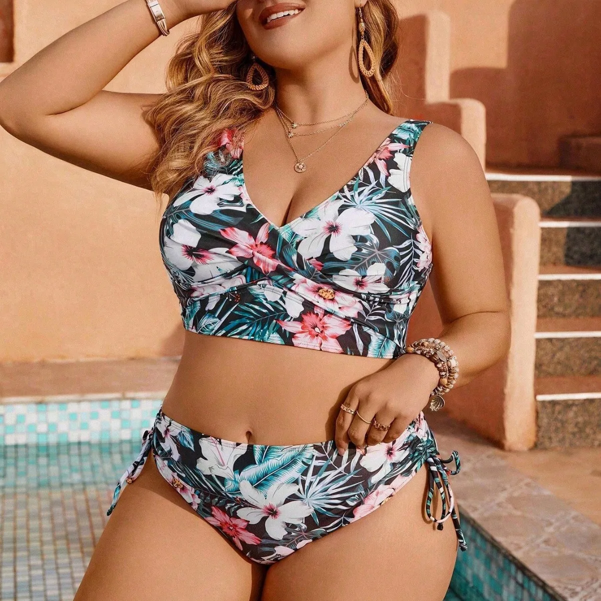 2024 New Printed Bikini Swimsuit Large Women's Split Set