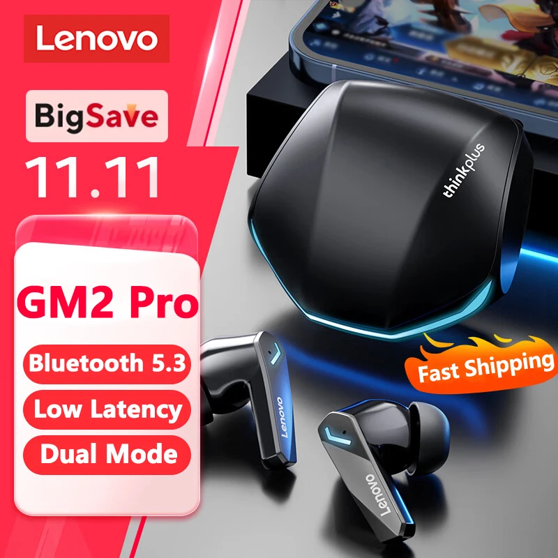 Choice Lenovo GM2 Pro Bluetooth 5.3 Earphones Sports Headset Wireless In-Ear Gaming Low Latency Dual Mode Music Headphones Game