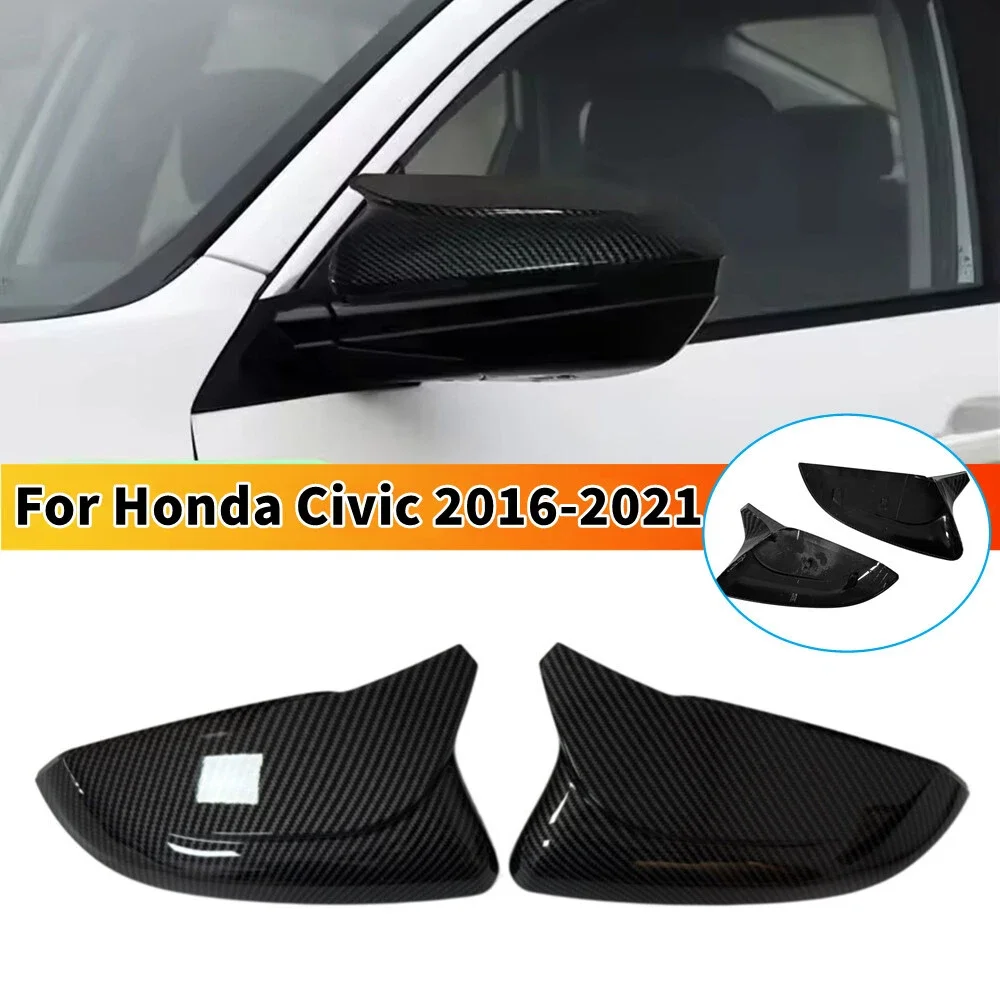 

Для Honda Civic 10-го поколения 2016-2021: Сменная накладка на боковое зеркало заднего вида, крышка-колпачок, внешняя отделка двери, карбоновый дизайн