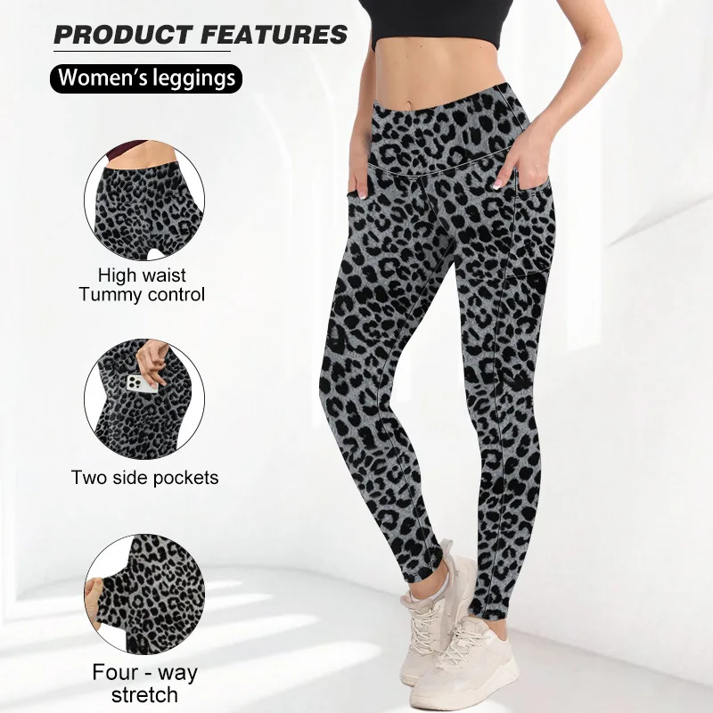 Leggings de pelúcia de cintura alta com estampa de leopardo quente calças de yoga leite seda leggings de sensação nua para primavera/outono