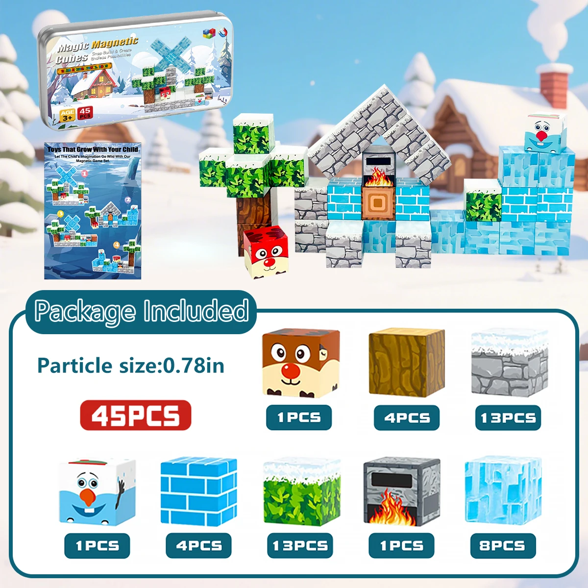 Magnetisch bouwspeelgoed met ijzeren behuizing Reizen voor kinderen Essentieel Draagbaar Creativiteit Onderweg Magneetblokken STEM Frozen Toys