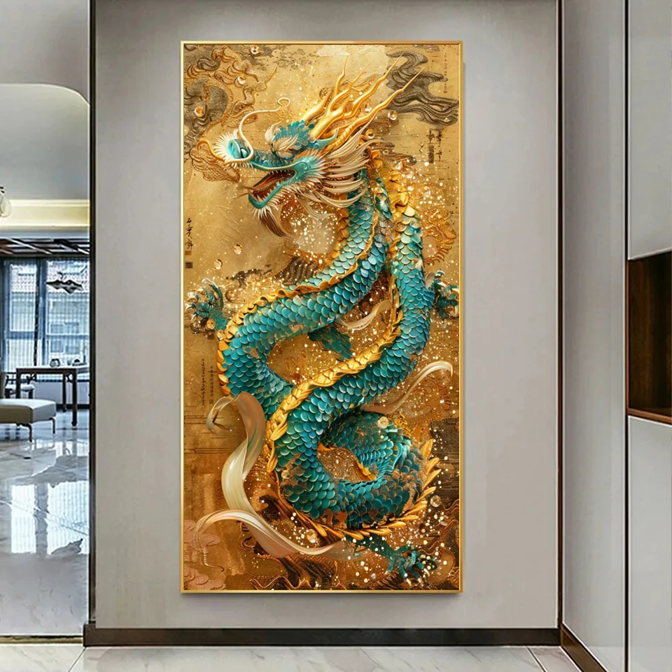 Diamond Art Painting New Arrival Chinese Golden Dragon Diy 5D Full Mosaic Diamond Embroidery Cross Stitch Kits Home Decoration