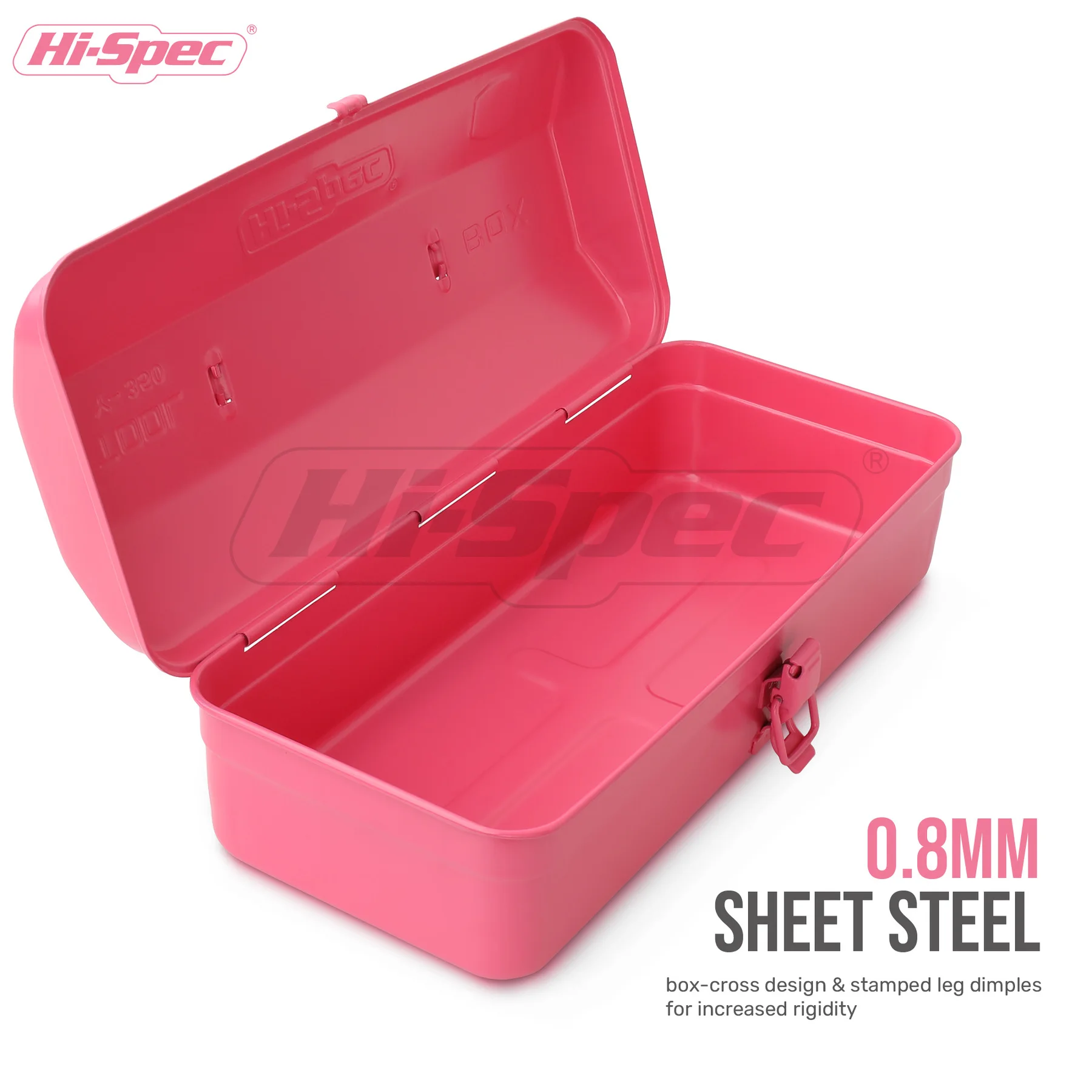 Hi-Spec 1pc Metal Tool Case Pink Steel Barn Style Iron Tool Box Portable Tool Storage Container Empty Organizer Suitcase Toolbox