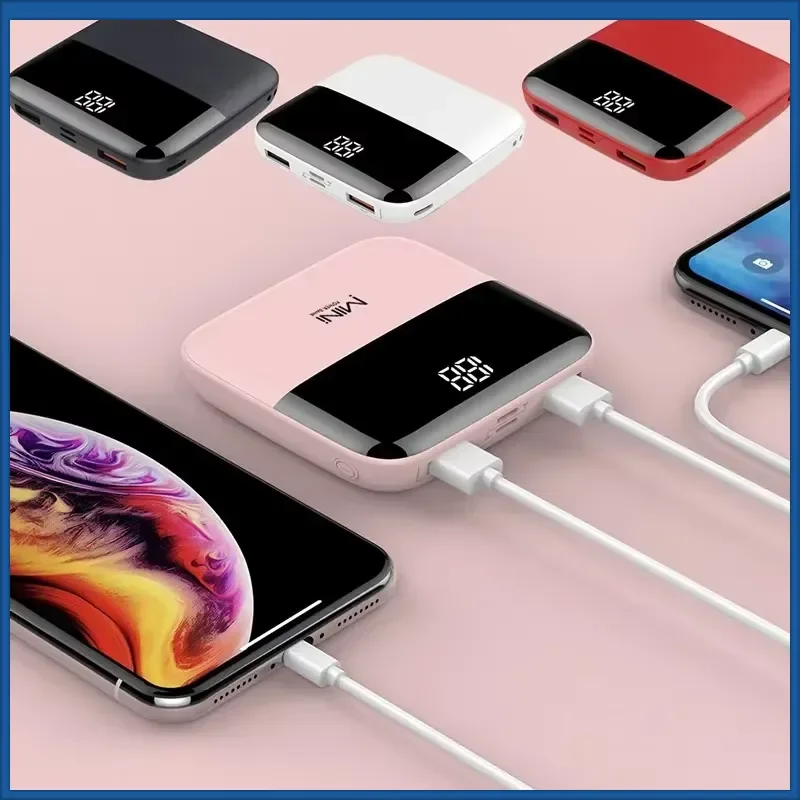 10000mAh Ultra-Thin Mini Power Bank Large-capacity Pocket Portable Charge Dual USB External Battery for iPhone Samsung Huawei