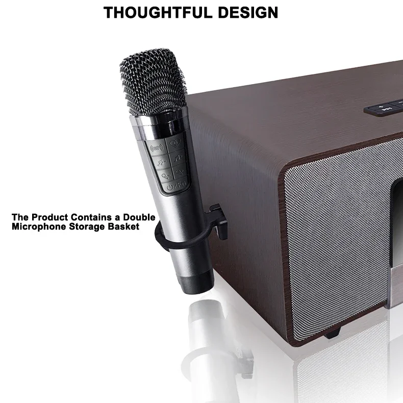 RHM Home Karaoke System with 2 PCS Wireless Microphones All in One Wireless Power Amplifiers Speaker System with BT/AUX/USB/COA