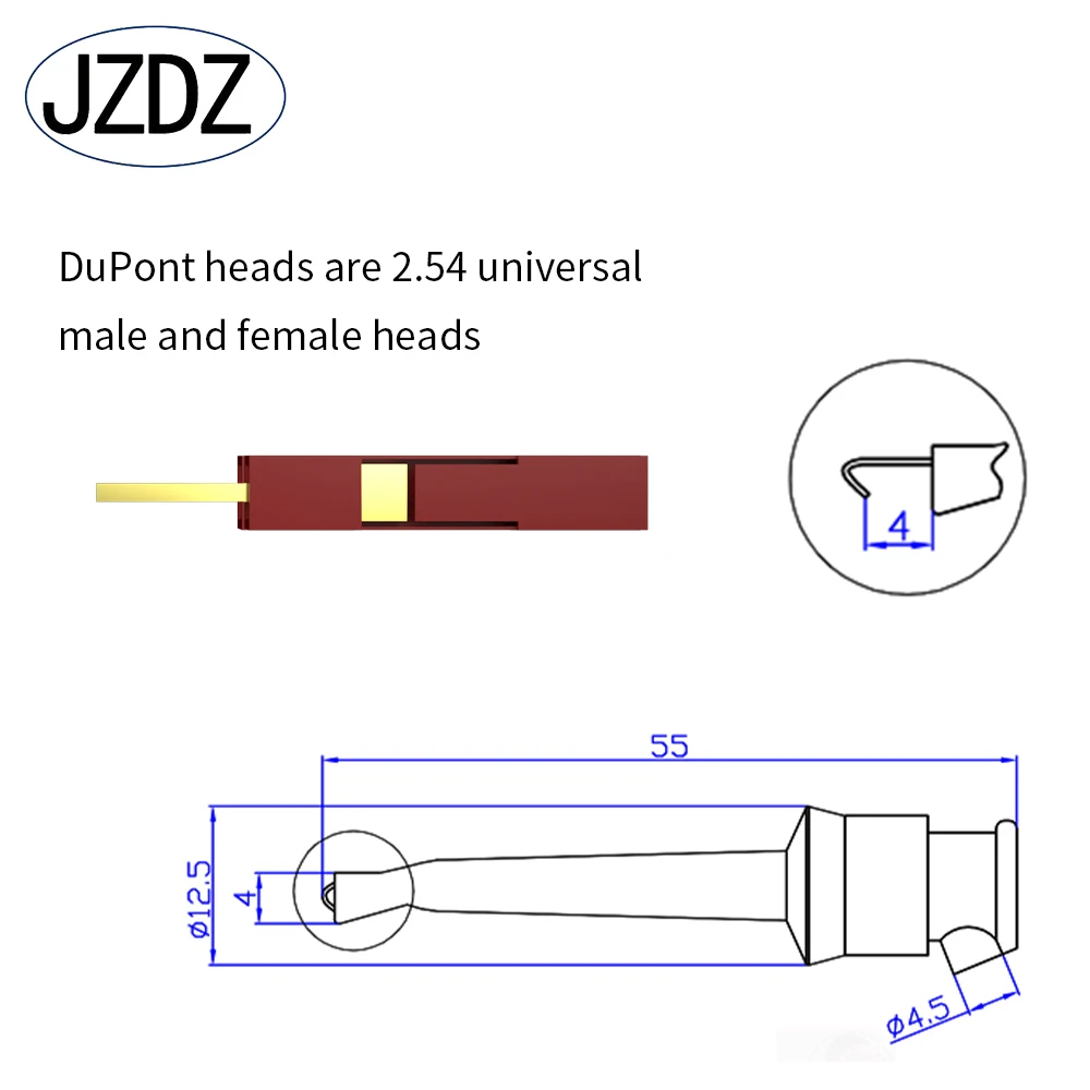 JZDZ Test Hook Clips to Breadboard Male Jumper Wires Miękkie elastyczne silikonowe przewody pomiarowe do testów elektrycznych J70108 — zdjęcie 4