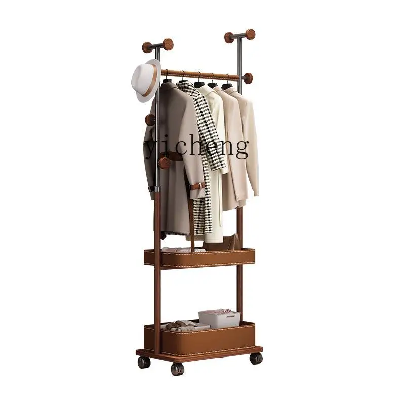 

TQH Minimalist Coat Rack Bedroom Removable Saddle Leather Shelf Multifunctional Floor Storage Hanger Integrated