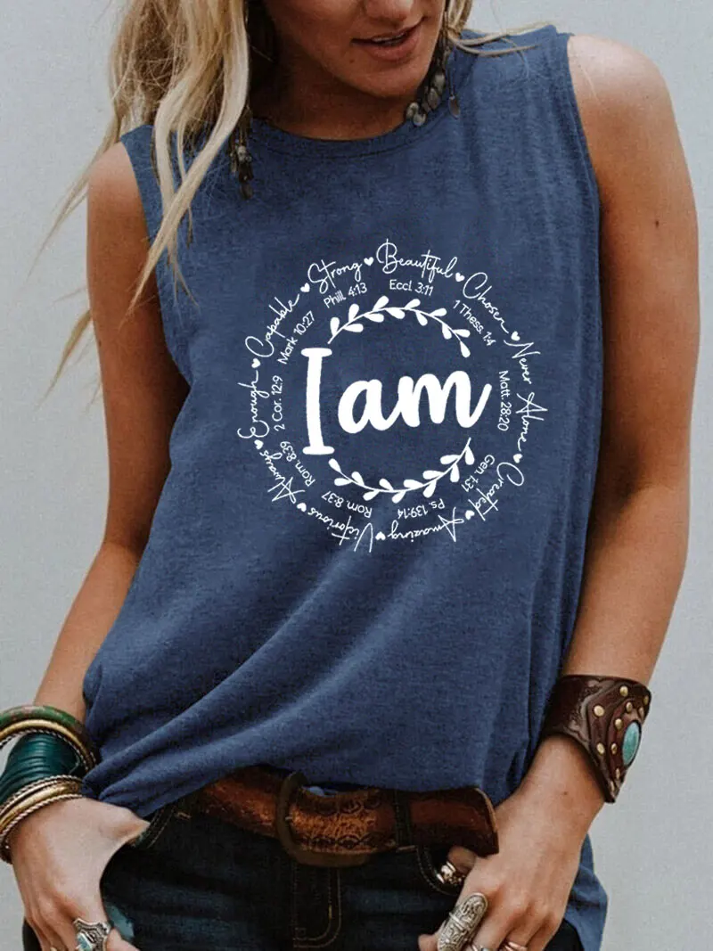 I Am Inspiration New Arrival Christian Sleeveless Tshirt Women Funny Summer Casual Sleeveless Top Tee Faith Shirt Gift for Her