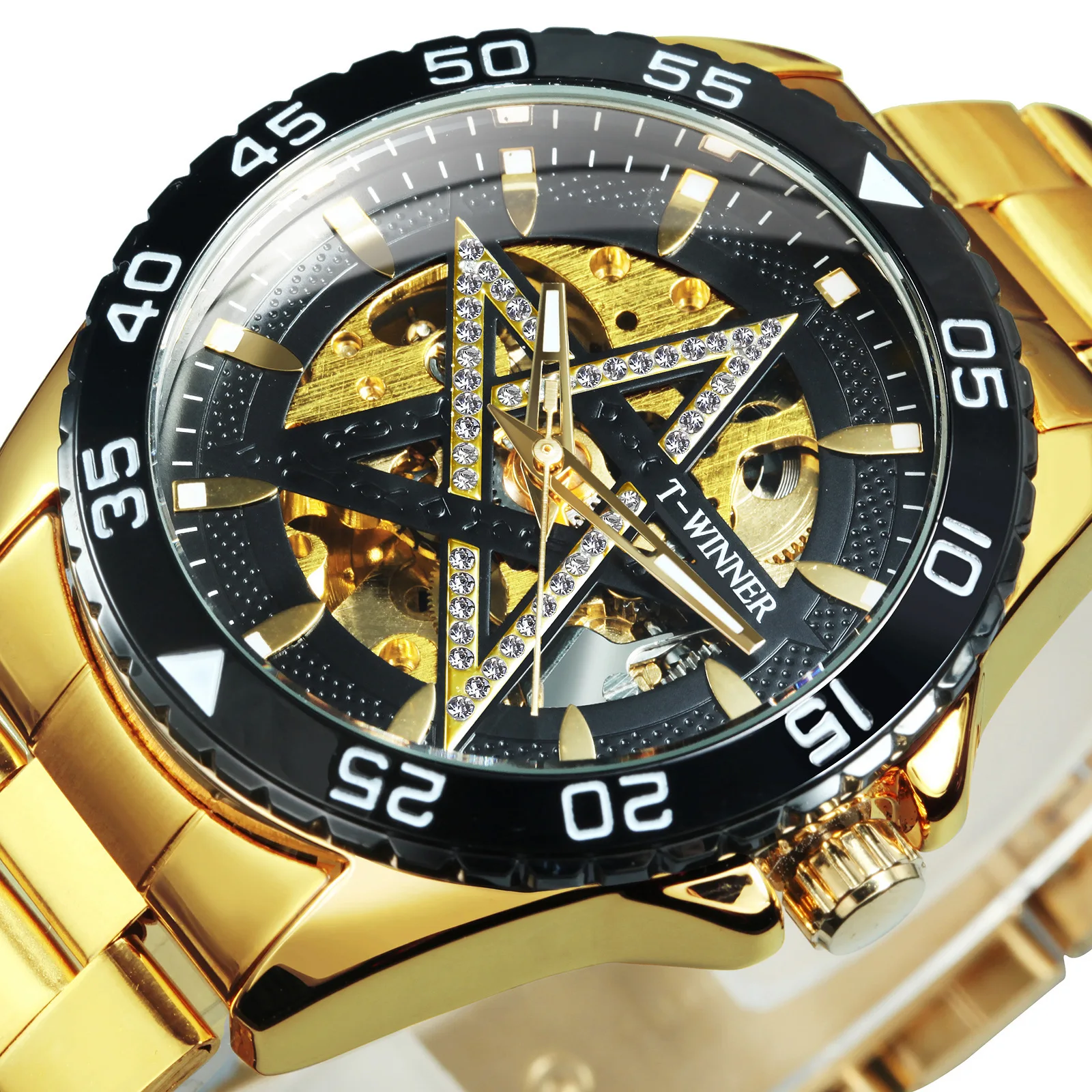 

2023 Fashion Men's Full Luxury Black Stainless Steel Casual Five Point Star Individual Design Automatic Mechanical Wrist Watches