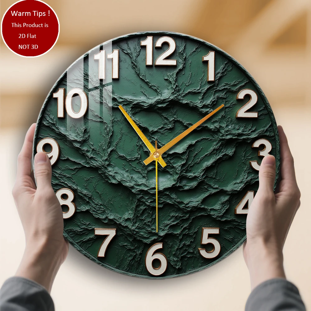 

Настенные часы из закаленного стекла, зеленые текстурированные часы, подходят для декора стен дома, комнаты или настольного дисплея в любом месте
