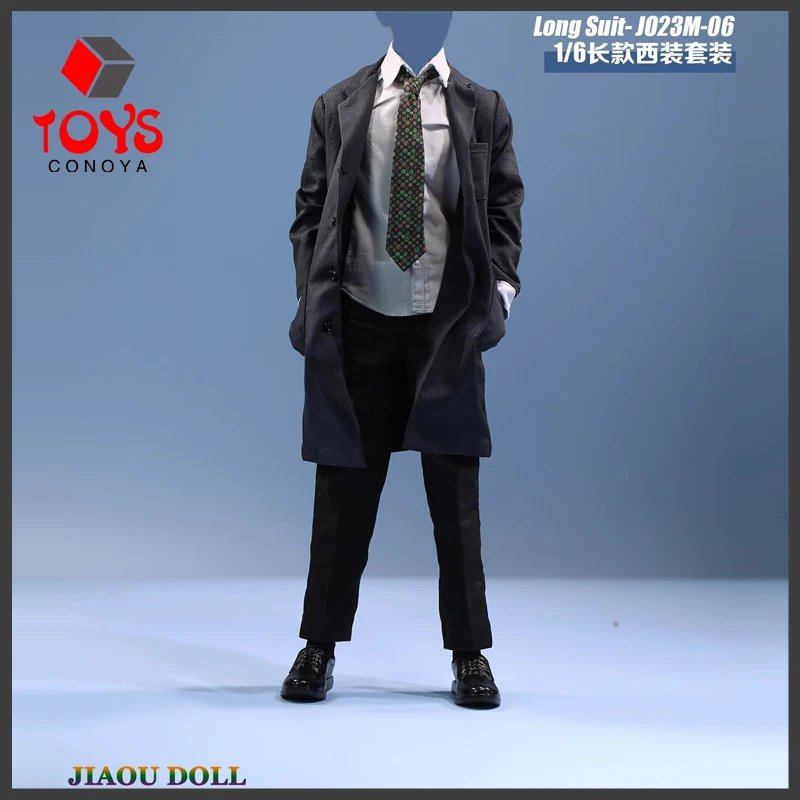 

JO23M-06 1/6 Scale Male Long Suit Trench Coat Shirt Pants Tie Set Clothes Model Fit 12-inch Soldier Action Figure Body Dolls