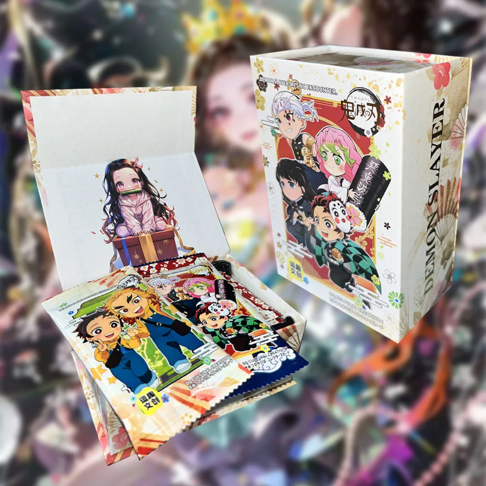 Venta al por mayor, nuevas tarjetas de colección Demon Slayer, caja potenciadora de creatividad Cultural DQ, juego de mesa de Anime raro, juguetes para fiesta, regalos