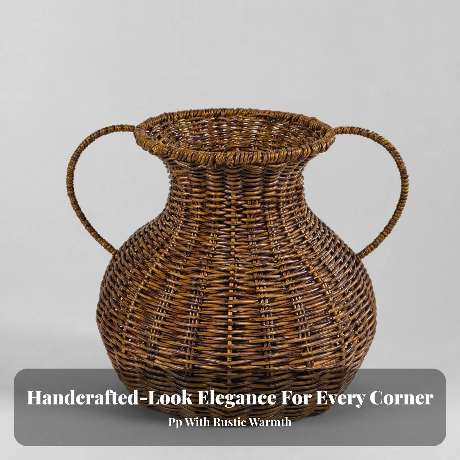 Woven Decorative Vase PP Material Bulbous Handle Vase Modern Rustic Style for Tabletop Home Decor Display